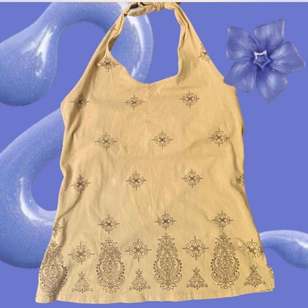 Yellow vintage festival halter large y2k